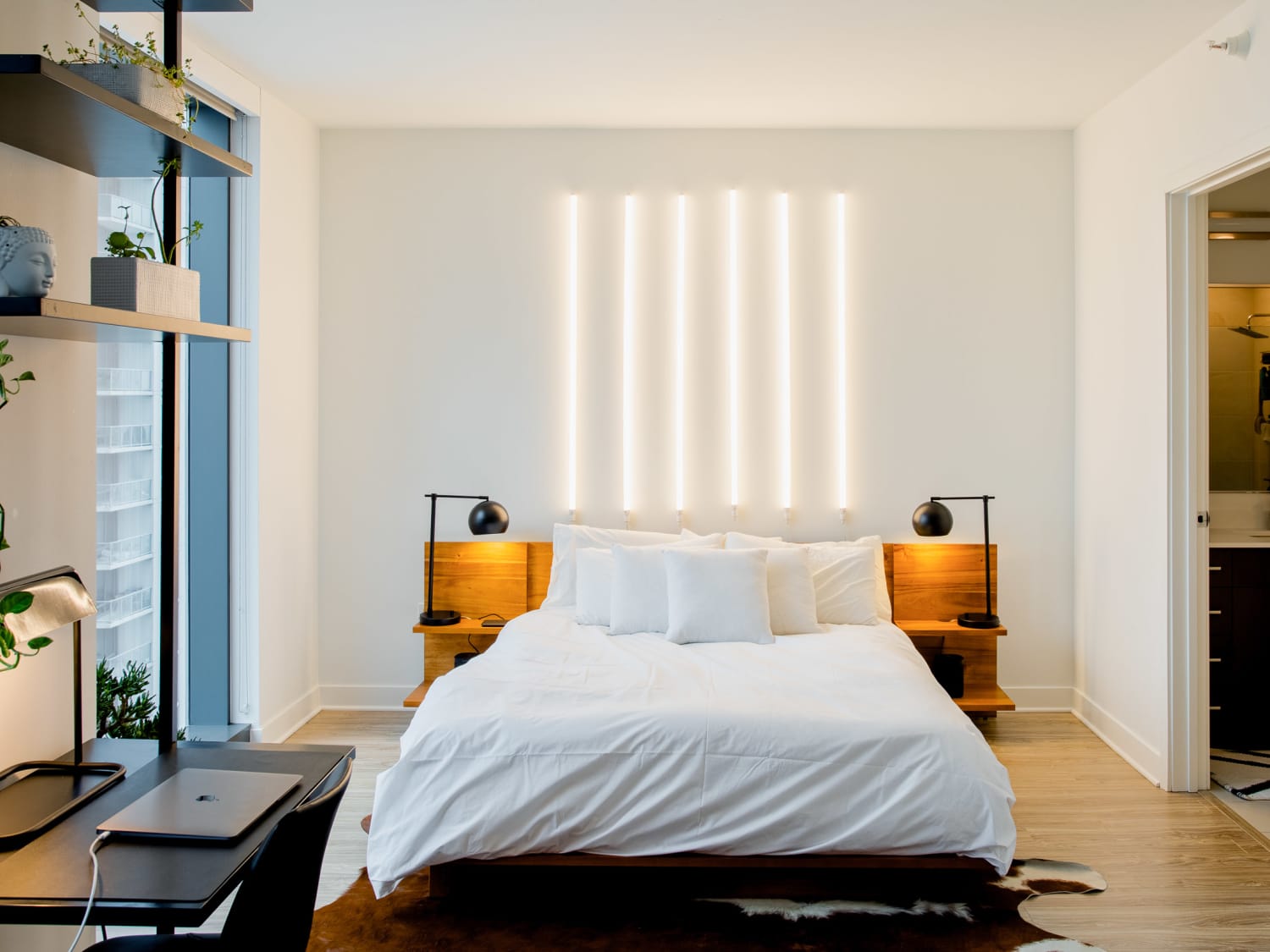King bed frame outlet with nightstand attached